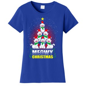 Meowy Cat Christmas Tree Lights Funny Kitten Xgiftmas Cats Tree Great Gift Women's T-Shirt