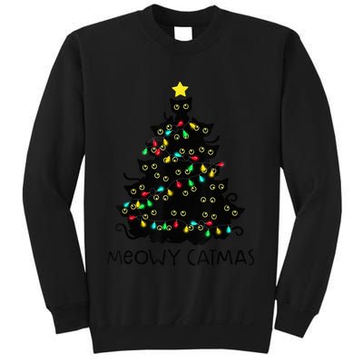 Merry Catmas Cat Christmas Tree Kid Girls Boy Meowy Catmas Sweatshirt