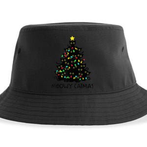 Merry Catmas Cat Christmas Tree Kid Girls Boy Meowy Catmas Sustainable Bucket Hat