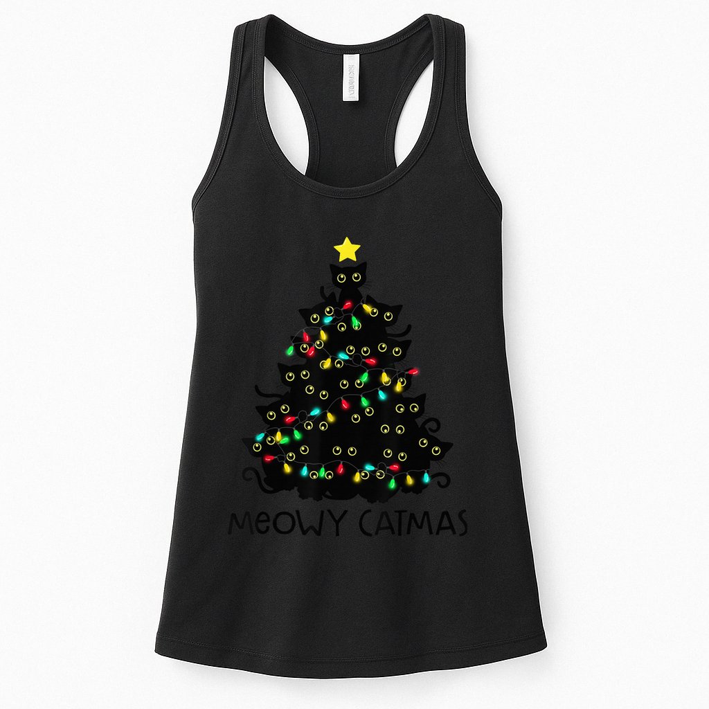 Merry Catmas Cat Christmas Tree Kid Girls Boy Meowy Catmas Womens Tank Top