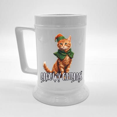 Meowy Catmas Cute Kitten With Bauble Merry Christmas Gift Beer Stein