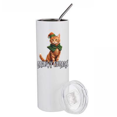 Meowy Catmas Cute Kitten With Bauble Merry Christmas Gift Stainless Steel Tumbler