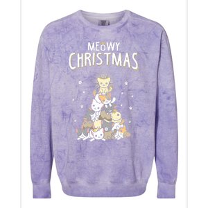 Meowy Christmas Cute Cat Lover Gift Colorblast Crewneck Sweatshirt