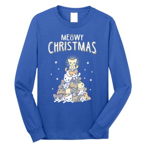 Meowy Christmas Cute Cat Lover Gift Long Sleeve Shirt