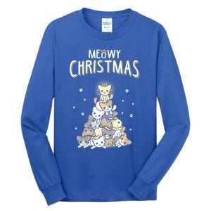 Meowy Christmas Cute Cat Lover Gift Tall Long Sleeve T-Shirt