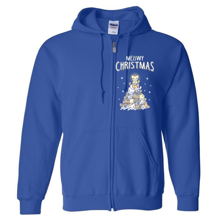 Meowy Christmas Cute Cat Lover Gift Full Zip Hoodie