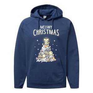 Meowy Christmas Cute Cat Lover Gift Performance Fleece Hoodie