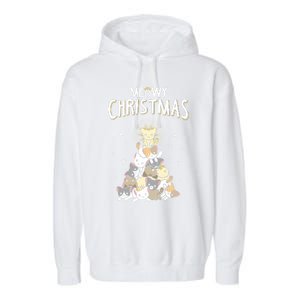 Meowy Christmas Cute Cat Lover Gift Garment-Dyed Fleece Hoodie