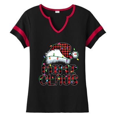 Mimi Claus Christmas Lights Pajama Family Matching Ladies Halftime Notch Neck Tee