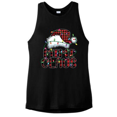 Mimi Claus Christmas Lights Pajama Family Matching Ladies PosiCharge Tri-Blend Wicking Tank