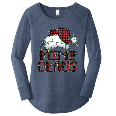 Mimi Claus Christmas Lights Pajama Family Matching Women's Perfect Tri Tunic Long Sleeve Shirt