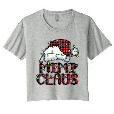 Mimi Claus Christmas Lights Pajama Family Matching Women's Crop Top Tee