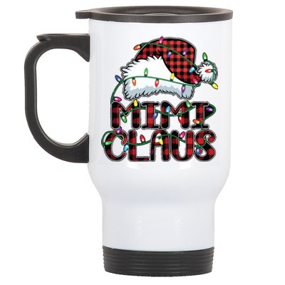 Mimi Claus Christmas Lights Pajama Family Matching Stainless Steel Travel Mug