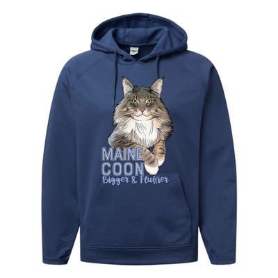 Maine Coon Cat Bigger & Fluffier Funny Performance Fleece Hoodie