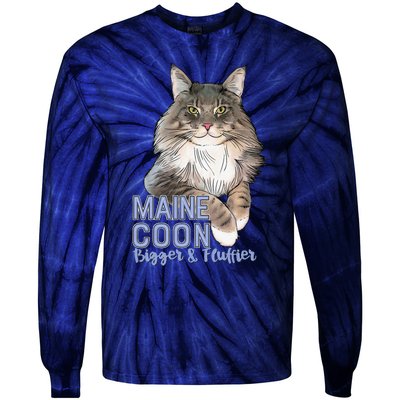 Maine Coon Cat Bigger & Fluffier Funny Tie-Dye Long Sleeve Shirt