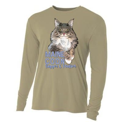 Maine Coon Cat Bigger & Fluffier Funny Cooling Performance Long Sleeve Crew