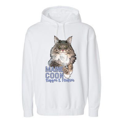 Maine Coon Cat Bigger & Fluffier Funny Garment-Dyed Fleece Hoodie