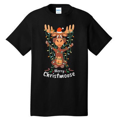 Merry Christmoose Christmas Moose Xmas Tree Lights Gifts  Tall T-Shirt