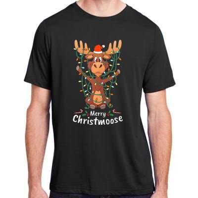 Merry Christmoose Christmas Moose Xmas Tree Lights Gifts  Adult ChromaSoft Performance T-Shirt