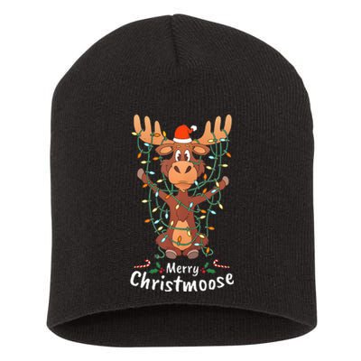 Merry Christmoose Christmas Moose Xmas Tree Lights Gifts  Short Acrylic Beanie