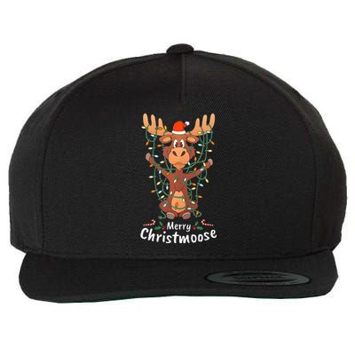 Merry Christmoose Christmas Moose Xmas Tree Lights Gifts  Wool Snapback Cap