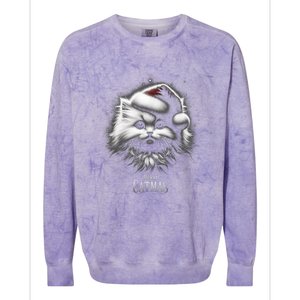 Merry Catmas Cat Lover Funny Christmas Colorblast Crewneck Sweatshirt