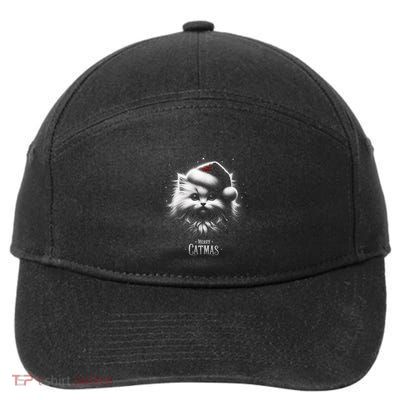 Merry Catmas Cat Lover Funny Christmas 7-Panel Snapback Hat