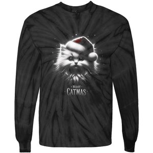 Merry Catmas Cat Lover Funny Christmas Tie-Dye Long Sleeve Shirt