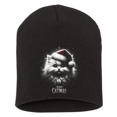 Merry Catmas Cat Lover Funny Christmas Short Acrylic Beanie