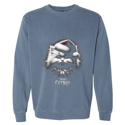 Merry Catmas Cat Lover Funny Christmas Garment-Dyed Sweatshirt