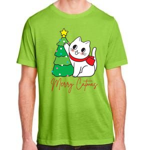 Merry Catmas Cute Christmas Cat Lover Adult ChromaSoft Performance T-Shirt