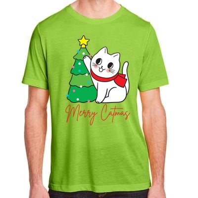 Merry Catmas Cute Christmas Cat Lover Adult ChromaSoft Performance T-Shirt