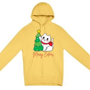 Merry Catmas Cute Christmas Cat Lover Premium Pullover Hoodie