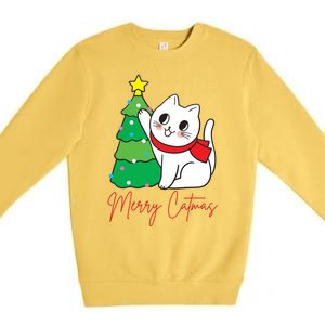 Merry Catmas Cute Christmas Cat Lover Premium Crewneck Sweatshirt