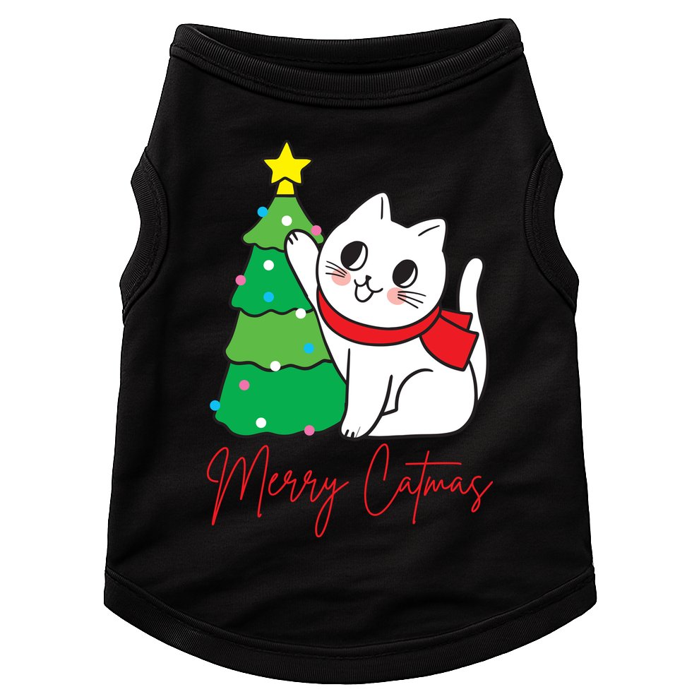 Merry Catmas Cute Christmas Cat Lover Doggie Tank
