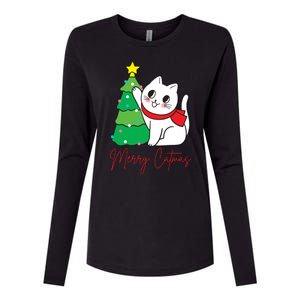 Merry Catmas Cute Christmas Cat Lover Womens Cotton Relaxed Long Sleeve T-Shirt