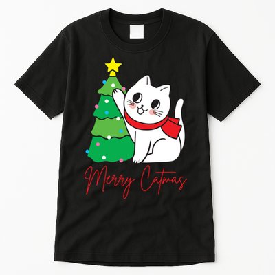 Merry Catmas Cute Christmas Cat Lover Tall T-Shirt