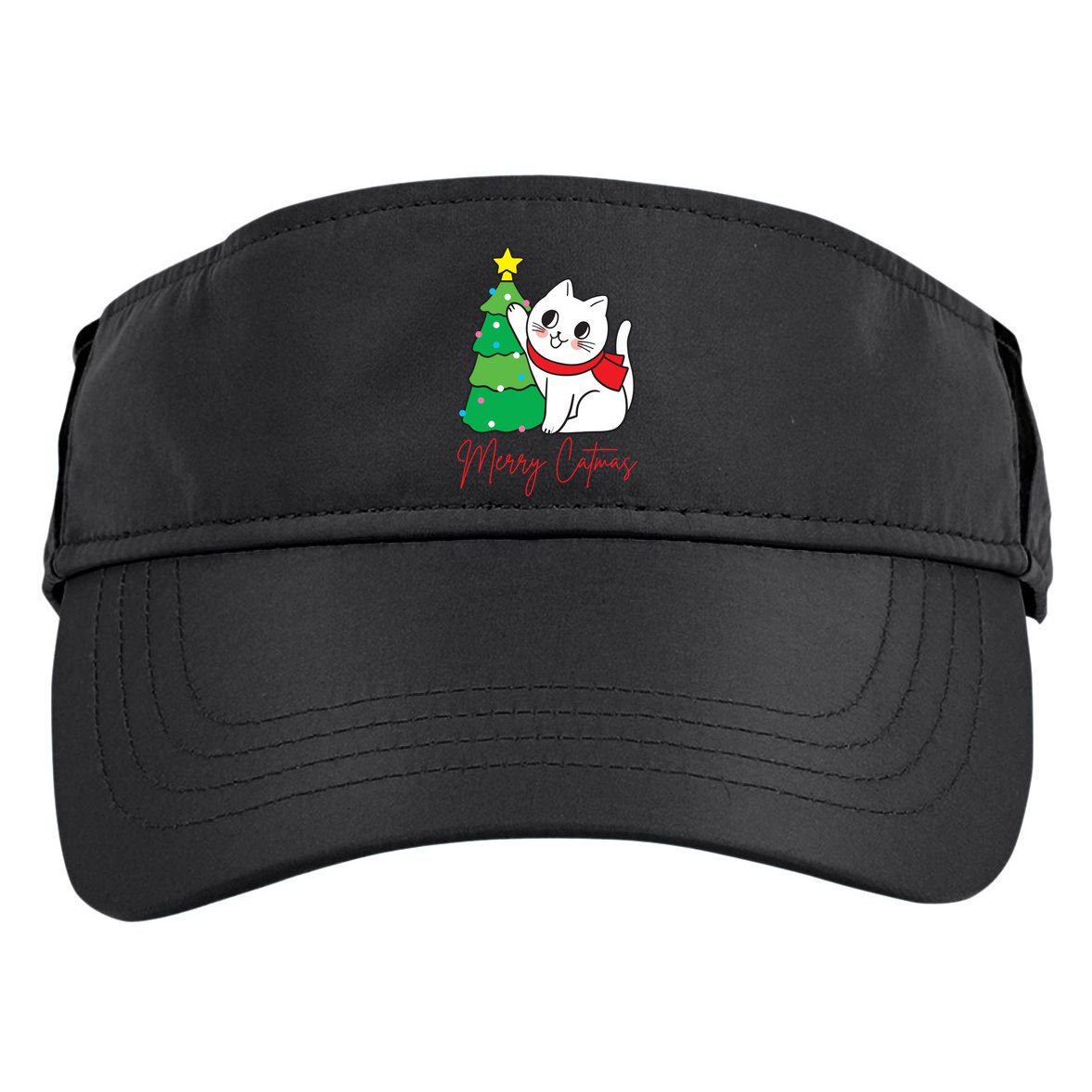 Merry Catmas Cute Christmas Cat Lover Adult Drive Performance Visor