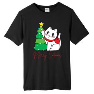 Merry Catmas Cute Christmas Cat Lover Tall Fusion ChromaSoft Performance T-Shirt