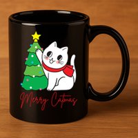 Merry Catmas Cute Christmas Cat Lover 11oz C Handle Ceramic Mug