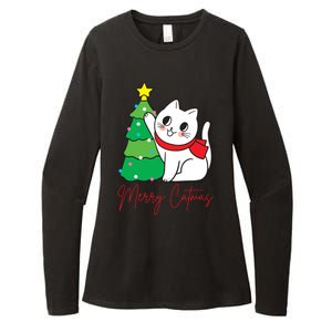 Merry Catmas Cute Christmas Cat Lover Womens CVC Long Sleeve Shirt