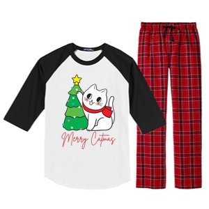 Merry Catmas Cute Christmas Cat Lover Raglan Sleeve Pajama Set