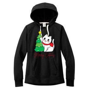 Merry Catmas Cute Christmas Cat Lover Women's Fleece Hoodie