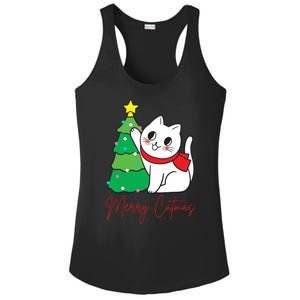 Merry Catmas Cute Christmas Cat Lover Ladies PosiCharge Competitor Racerback Tank