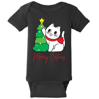 Merry Catmas Cute Christmas Cat Lover Baby Bodysuit