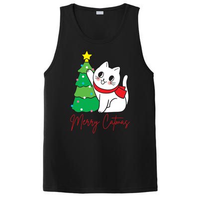 Merry Catmas Cute Christmas Cat Lover PosiCharge Competitor Tank