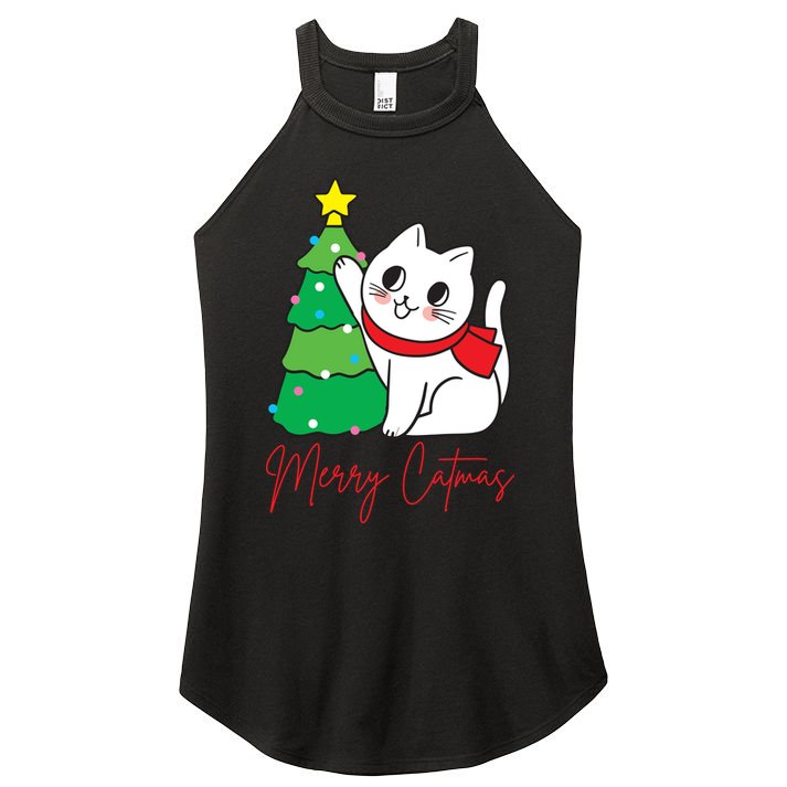 Merry Catmas Cute Christmas Cat Lover Women's Perfect Tri Rocker Tank