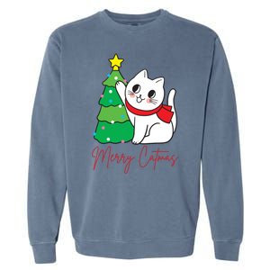 Merry Catmas Cute Christmas Cat Lover Garment-Dyed Sweatshirt