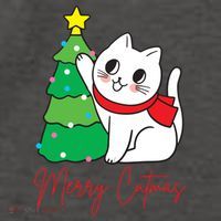 Merry Catmas Cute Christmas Cat Lover Vector Backpack