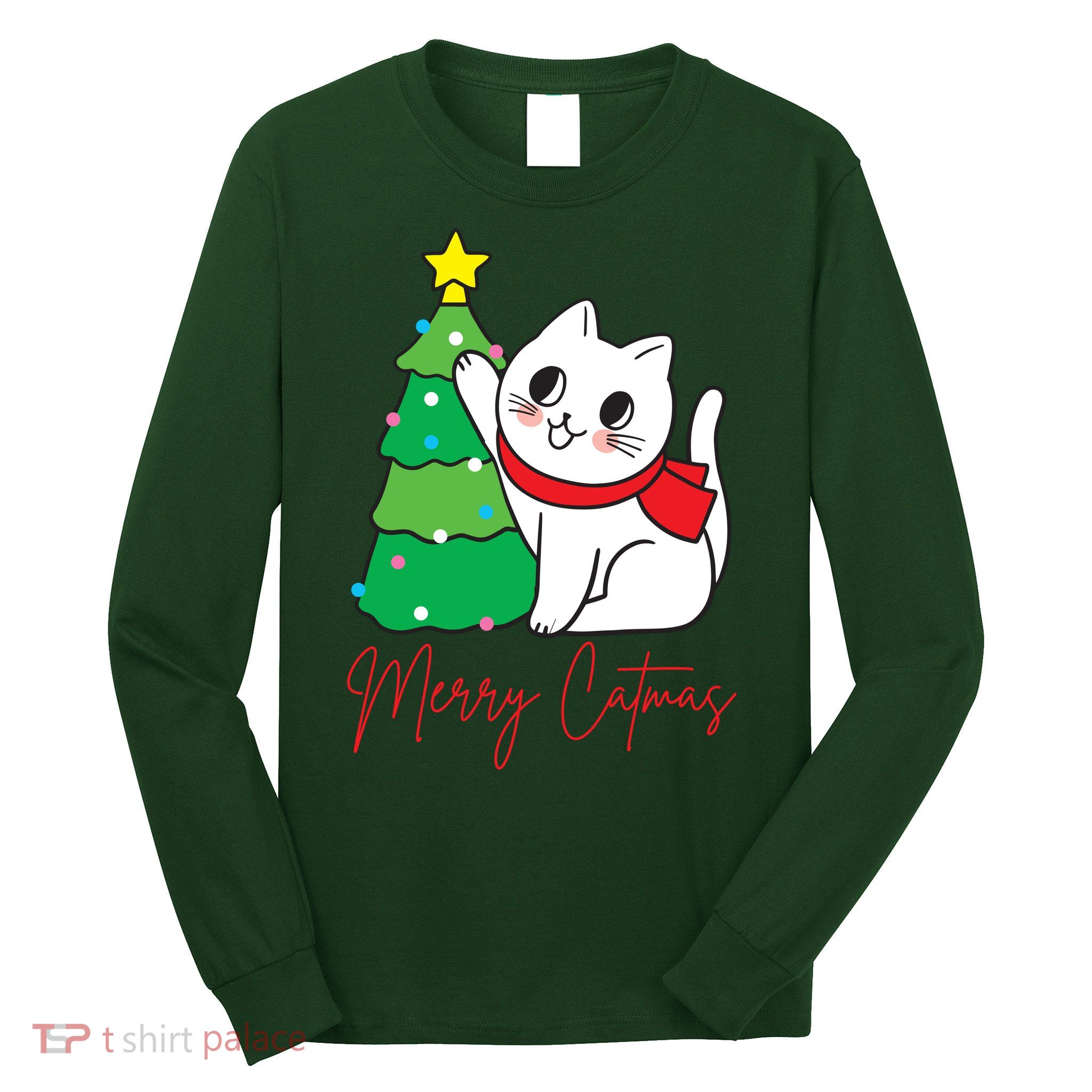 Merry Catmas Cute Christmas Cat Lover Long Sleeve Shirt